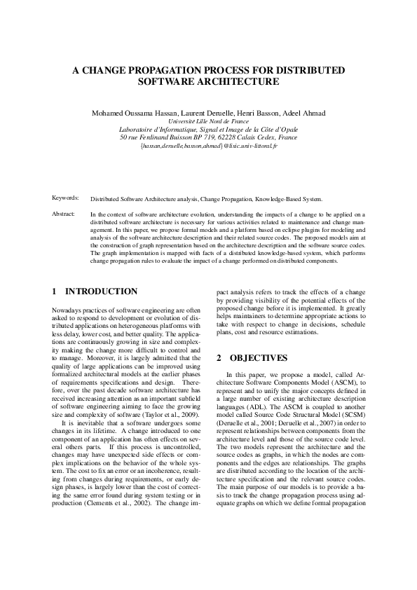 (PDF) A Change Propagation Process for Distributed Software Architecture