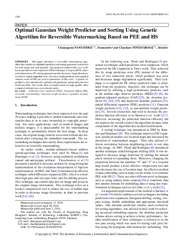 (PDF) Optimal Gaussian Weight Predictor and Sorting Using Genetic ...