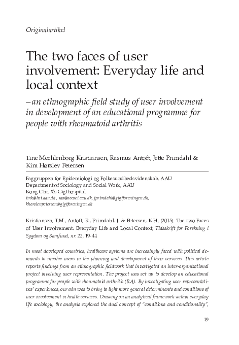 (PDF) The two faces of user involvement: Everyday life and local context