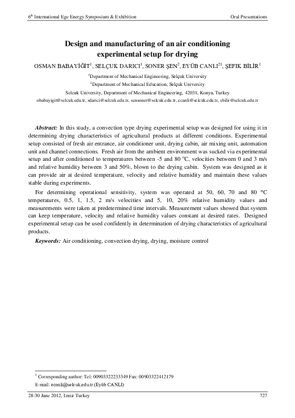 (PDF) Design and manufacturing of an air conditioning experimental ...