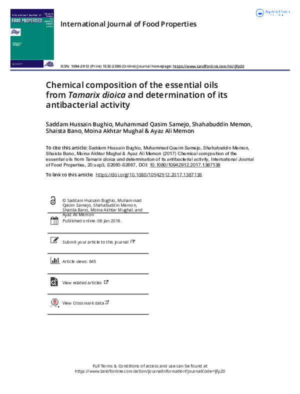 (PDF) Chemical composition of the essential oils from Tamarix dioica ...