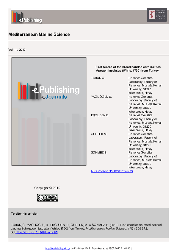 (PDF) First record of the broad-banded cardinal fish Apogon fasciatus ...