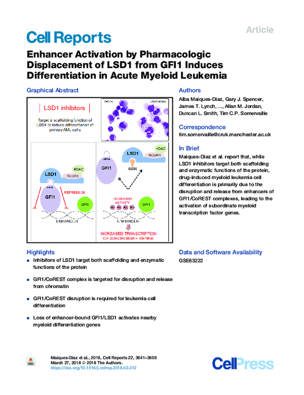 (PDF) Enhancer Activation by Pharmacologic Displacement of LSD1 from ...