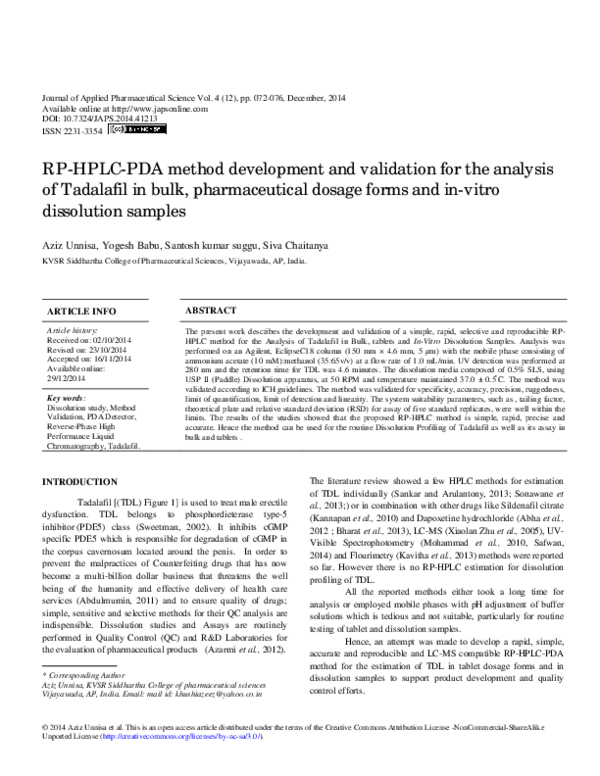 (PDF) RP-HPLC-PDA method development and validation for the analysis of ...