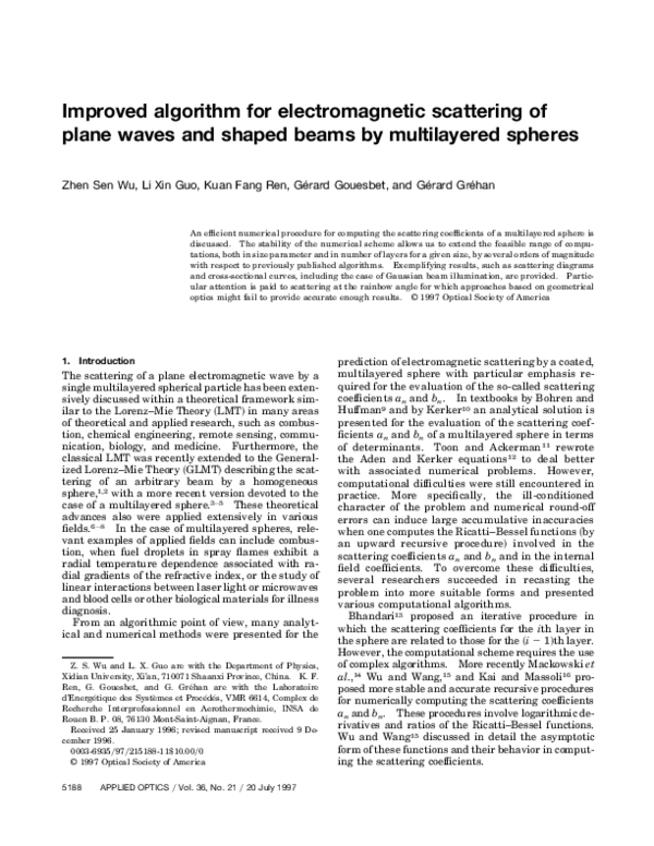 (PDF) Improved Algorithm for Electromagnetic Scattering of Plane Waves ...