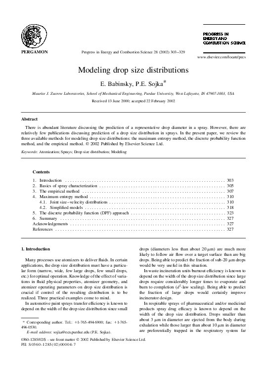 (PDF) Modeling drop size distributions