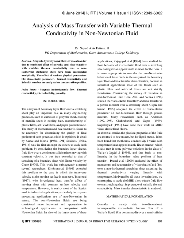 (PDF) Analysis of Mass Transfer with Variable Thermal Conductivity in ...