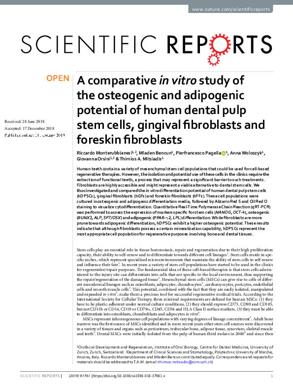 (PDF) A comparative in vitro study of the osteogenic and adipogenic ...