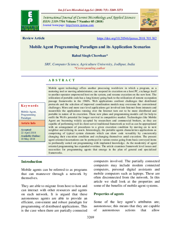 (PDF) Mobile Agent Programming Paradigm and its Application Scenarios