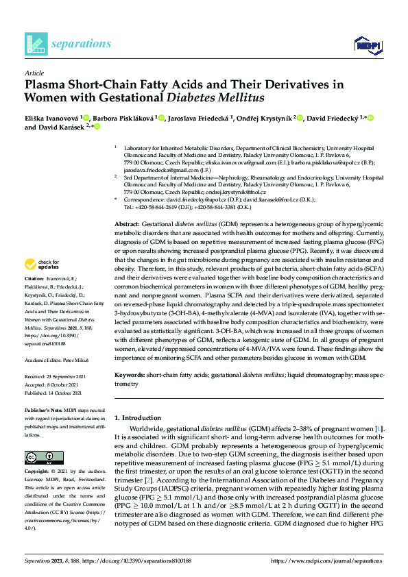 (PDF) Plasma Short-Chain Fatty Acids and Their Derivatives in Women ...