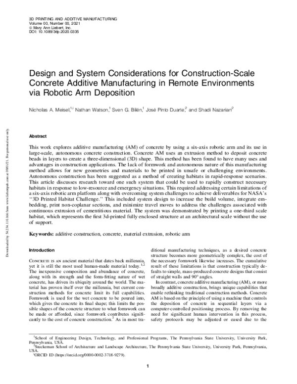 (PDF) Design and System Considerations for ConstructionScale Concrete