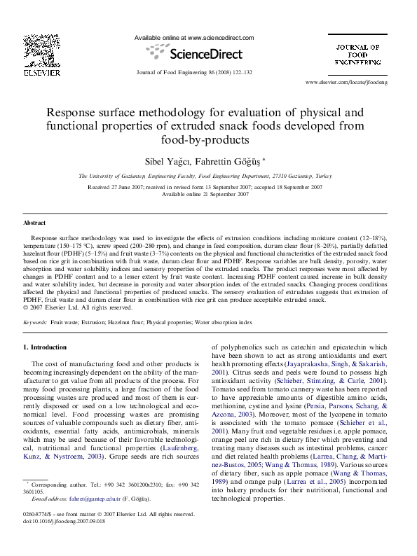 (PDF) Response surface methodology for evaluation of physical