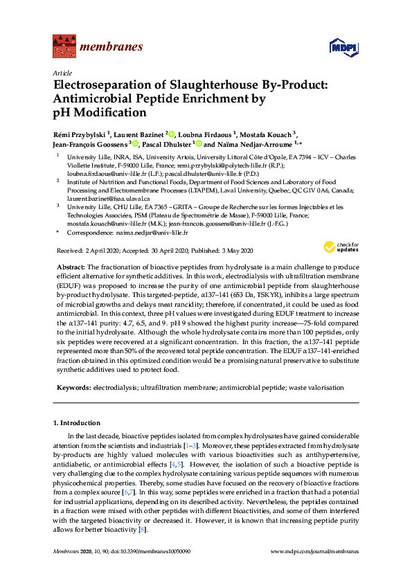 (PDF) Electroseparation of Slaughterhouse By-Product: Antimicrobial ...