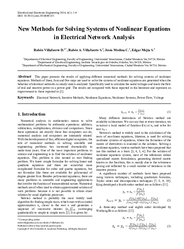 (PDF) New Methods for Solving Systems of Nonlinear Equations in ...