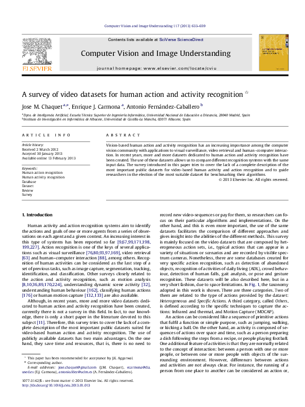 (PDF) A Survey of Video Datasets for Human Action and Activity Recognition