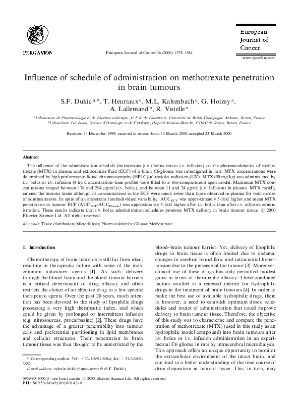 (PDF) Influence of schedule of administration on methotrexate ...