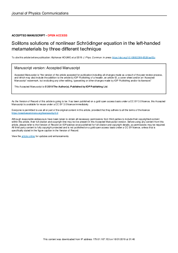 (PDF) Solitons solutions of nonlinear Schrödinger equation in the left ...
