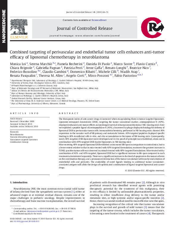 (PDF) Combined targeting of perivascular and endothelial tumor cells ...