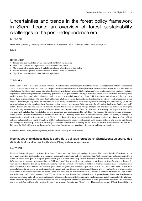 (PDF) Uncertainties and trends in the forest policy framework in Sierra