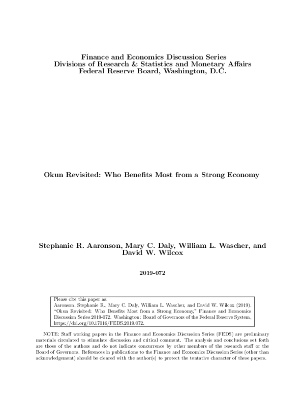 (PDF) Okun Revisited: Who Benefits Most from a Strong Economy