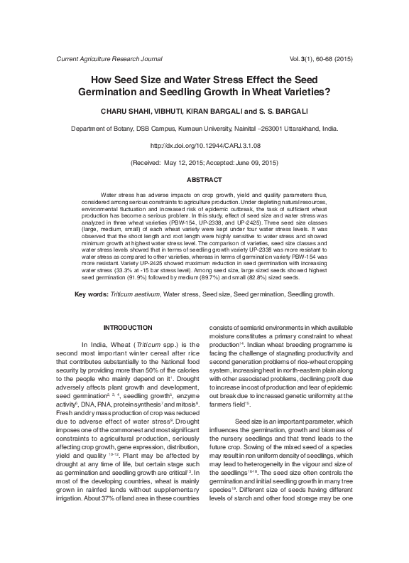 (PDF) How Seed Size and Wate r Stress Effect the Seed Germination and ...