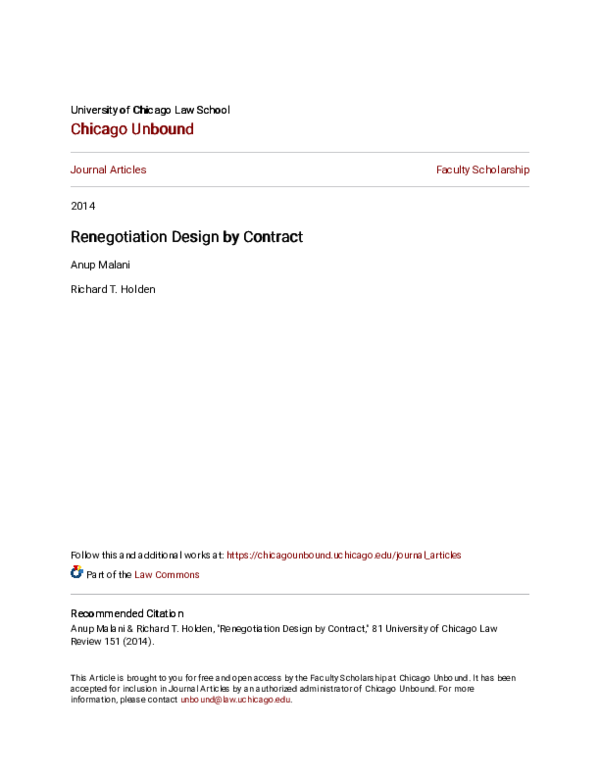 (PDF) Renegotiation Design by Contract