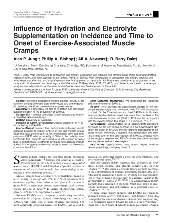 (PDF) Influence of Hydration and Electrolyte Supplementation on ...