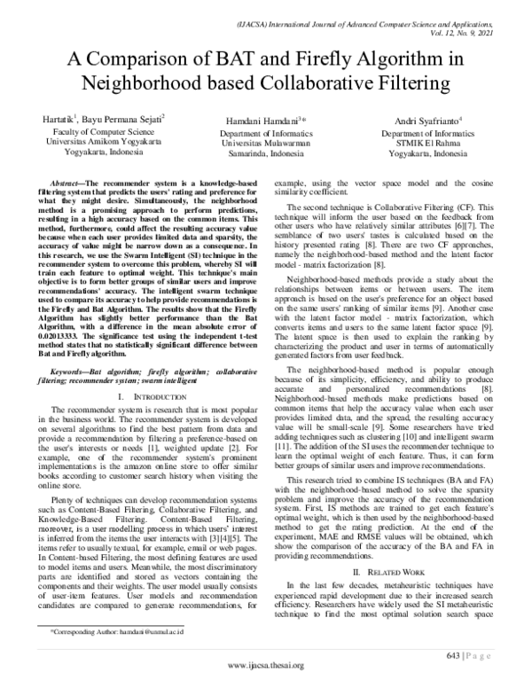 (PDF) A Comparison of BAT and Firefly Algorithm in Neighborhood based ...