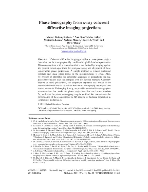 (PDF) Phase tomography from x-ray coherent diffractive imaging projections
