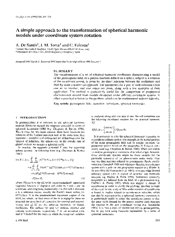 (PDF) A simple approach to the transformation of spherical harmonic ...