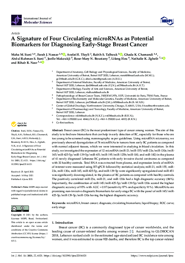 (PDF) A Signature of Four Circulating microRNAs as Potential Biomarkers ...