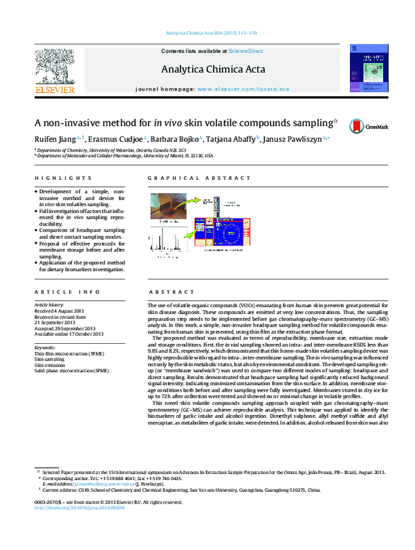 (PDF) A non-invasive method for in vivo skin volatile compounds sampling