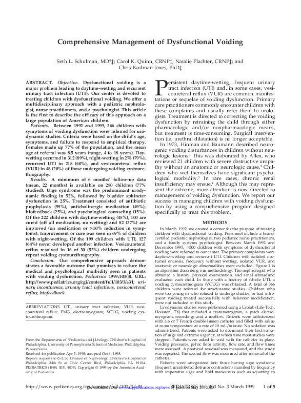 (PDF) Comprehensive Management of Dysfunctional Voiding