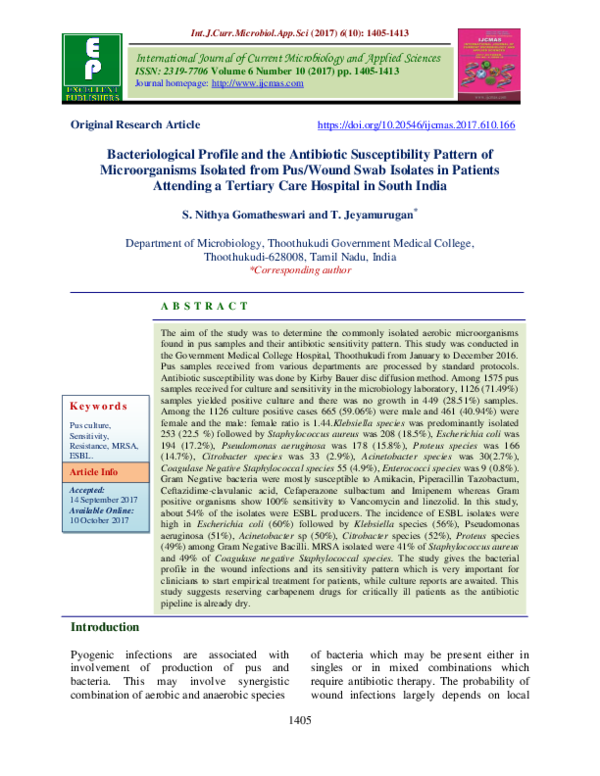 (PDF) Bacteriological profile and antibiotic susceptibility pattern of ...