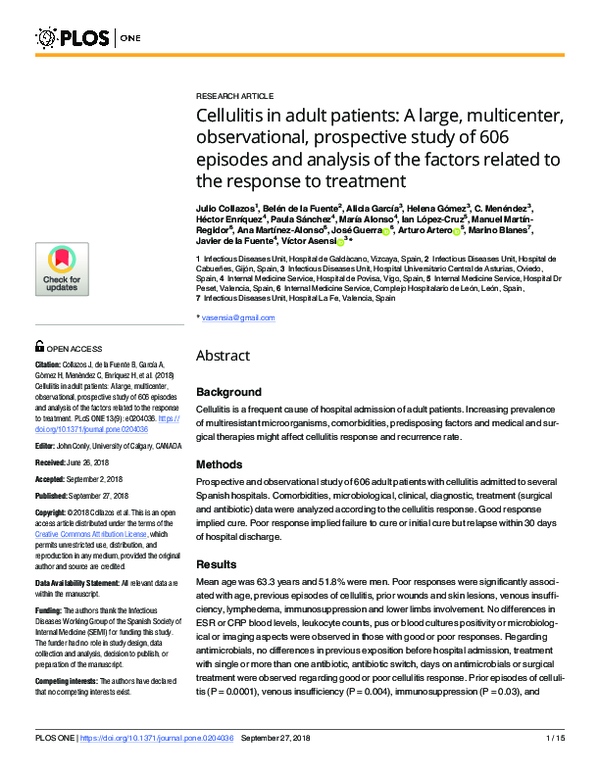 (PDF) Cellulitis in adult patients: A large, multicenter, observational ...