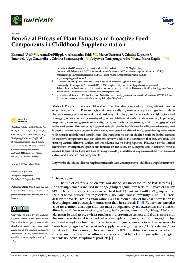 (PDF) Beneficial Effects of Plant Extracts and Bioactive Food ...
