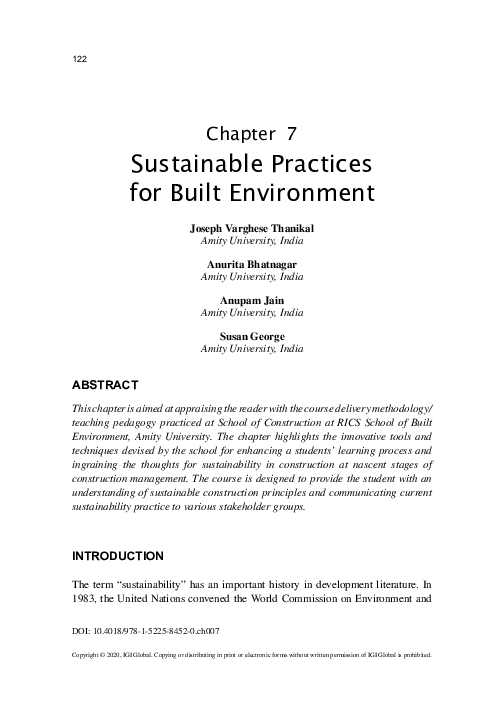 (PDF) Sustainable Practices for Built Environment