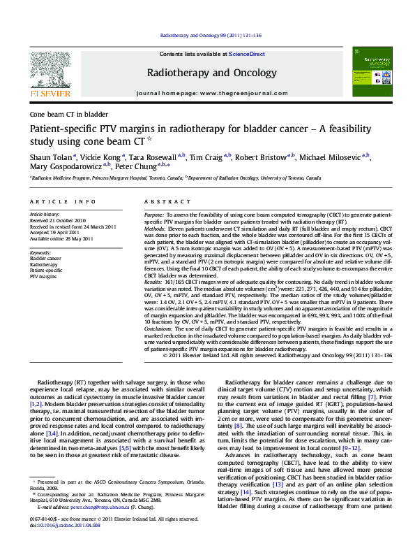 (PDF) Patient-specific PTV margins in radiotherapy for bladder cancer ...