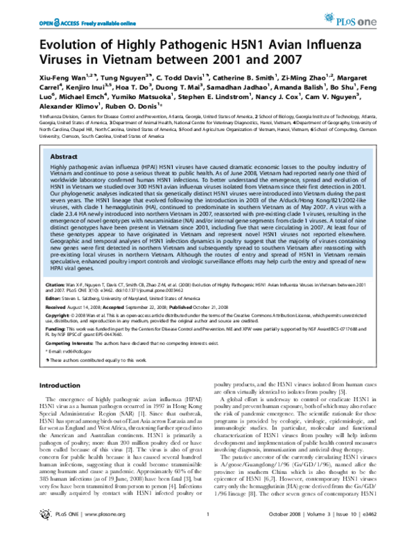 (PDF) Evolution of Highly Pathogenic H5N1 Avian Influenza Viruses in ...