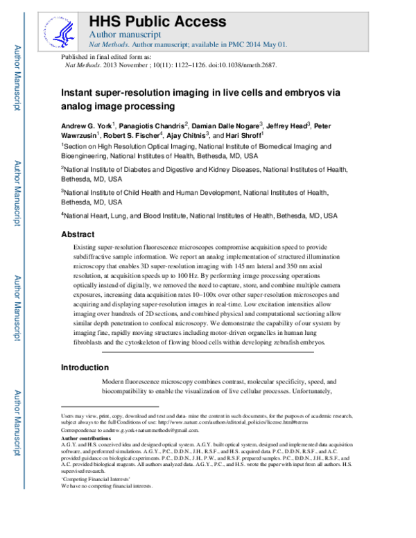 (PDF) Instant super-resolution imaging in live cells and embryos via ...