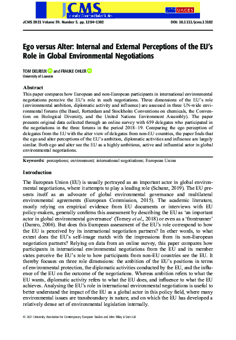 (PDF) Ego versus Alter: Internal and External Perceptions of the EU's ...