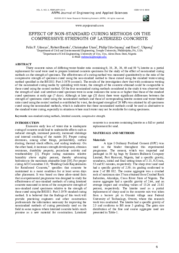(PDF) Effect of Non-Standard Curing Methods on the Compressive Strength ...
