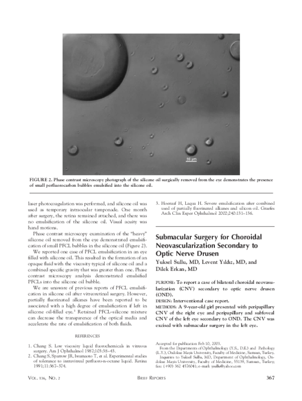(PDF) Submacular surgery for choroidal neovascularization secondary to ...
