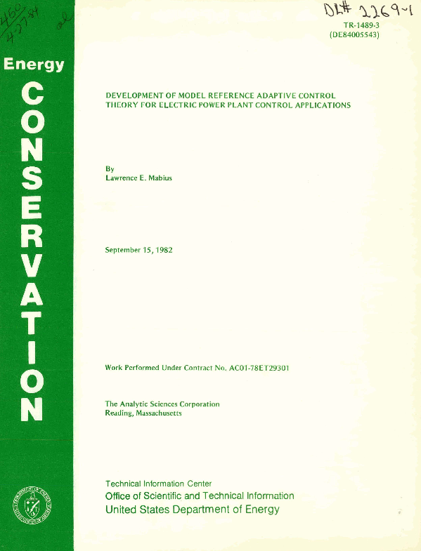 (PDF) Development of a model reference adaptive controller of the ...