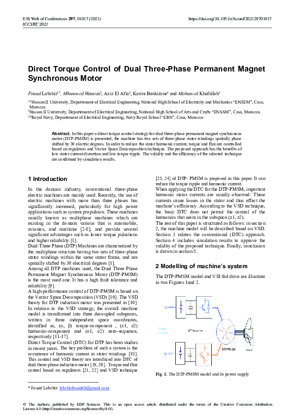 (PDF) Direct Torque Control of Dual Three-Phase Permanent Magnet ...