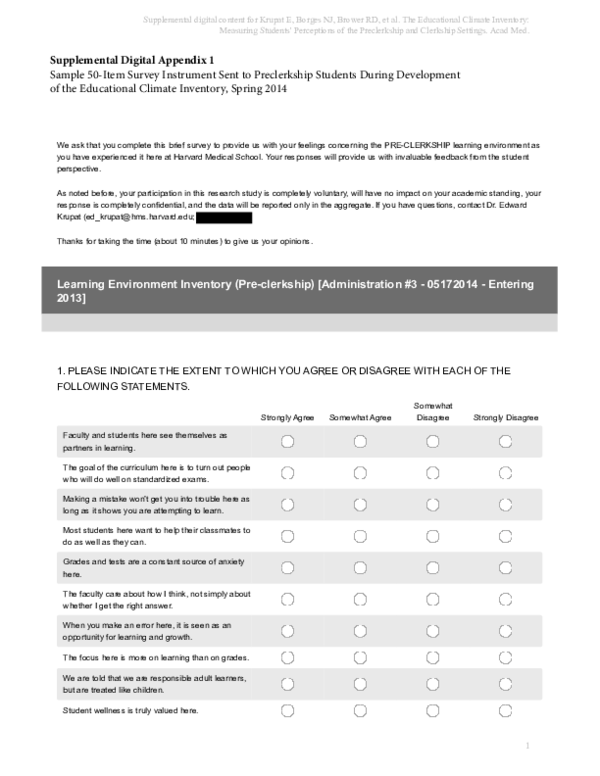 (PDF) The Educational Climate Inventory