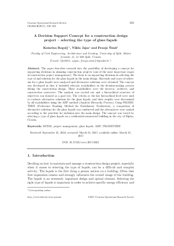 (PDF) A Decision Support Concept for a construction design project ...
