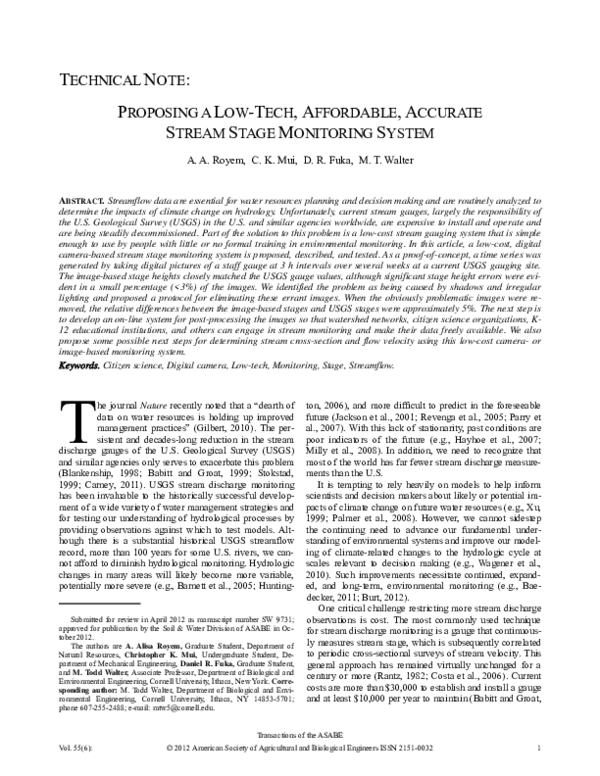 (PDF) Technical Note: Proposing a Low-Tech, Affordable, Accurate Stream ...
