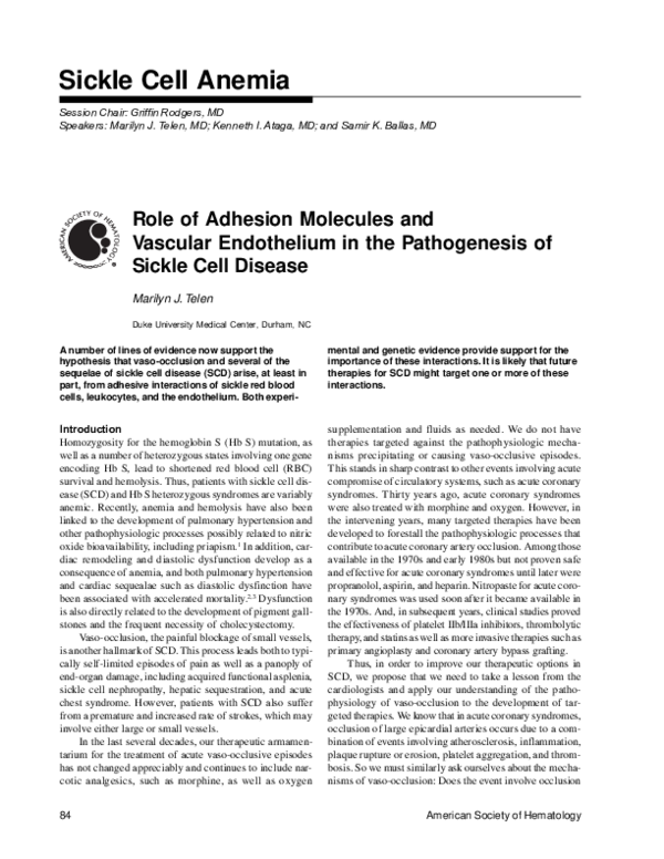 (PDF) Role of adhesion molecules and vascular endothelium in the ...