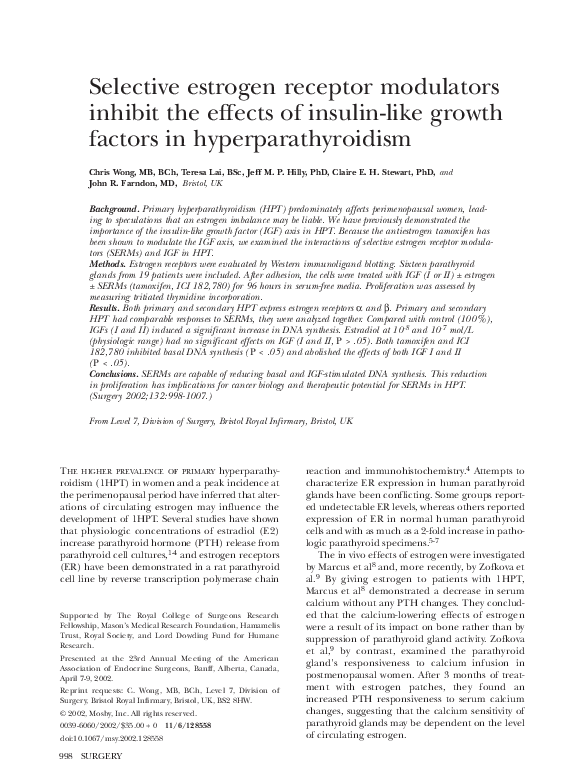 (PDF) Selective estrogen receptor modulators inhibit the effects of ...